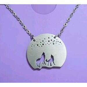 Close 2 UR Heart Wolf Wolves 16" Stainless Steel Necklace Made USA Glacier Park